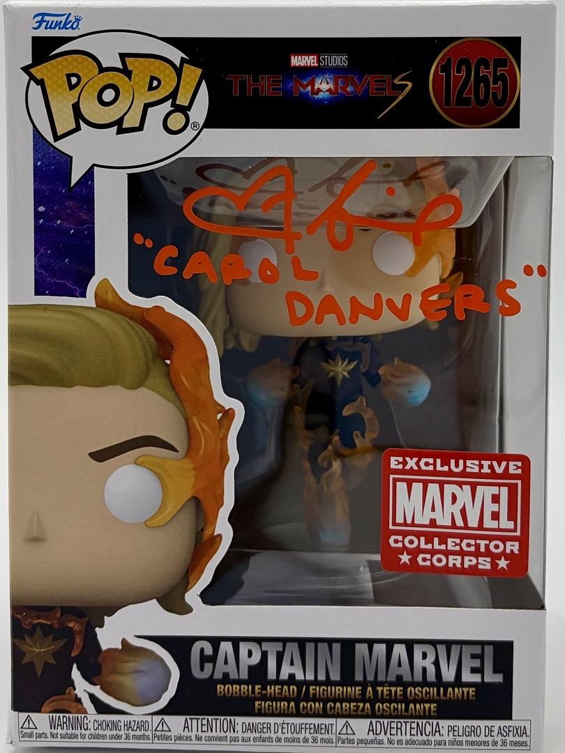 Brie Larson Signed Exclusive "Captain Marvel" Funko #1265 w/alias name (The Marvels) - JSA COA